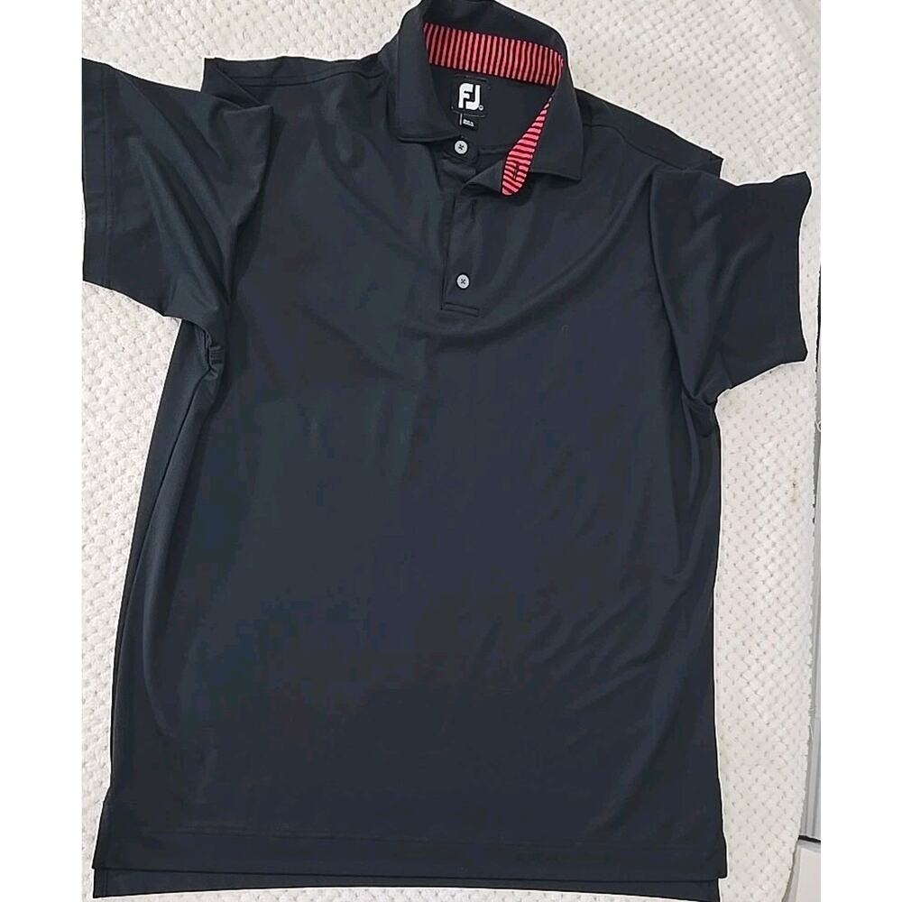 FootJoy FJ Golf Polo Shirt‎ Mens Black Performance GE Elites Short Sleeve